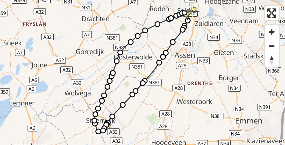Routekaart van de vlucht: Lifeliner 4 naar Groningen Airport Eelde, Machlaan