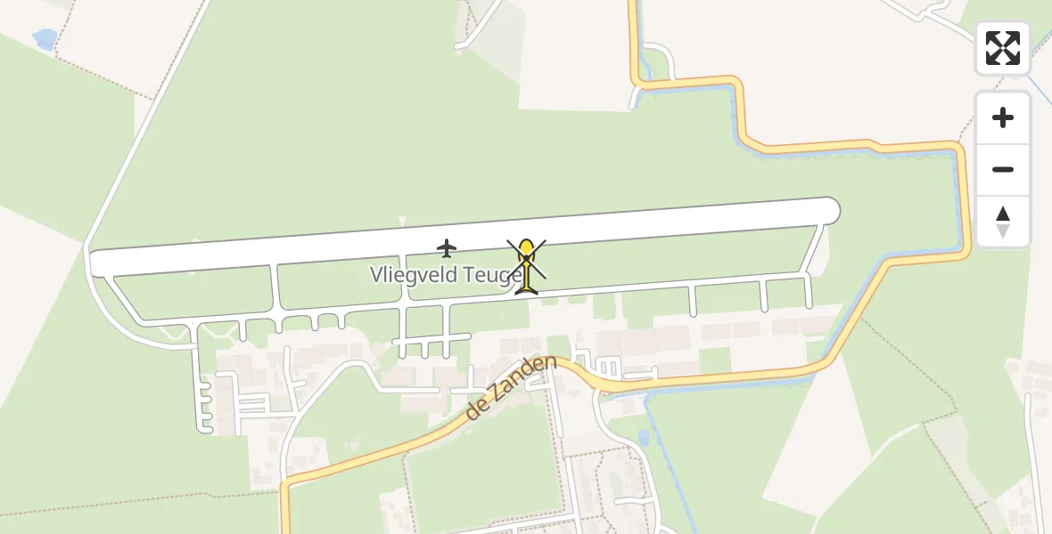 Routekaart van de vlucht: Politiehelikopter naar Vliegveld Teuge