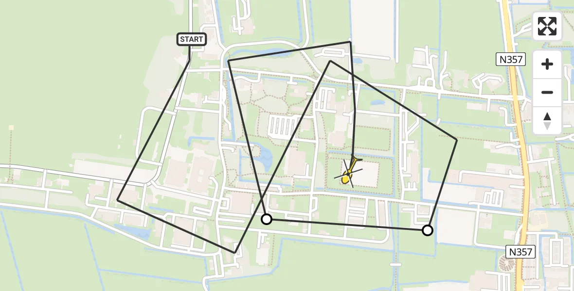 Routekaart van de vlucht: Ambulanceheli naar Vliegbasis Leeuwarden, Keegsdijkje