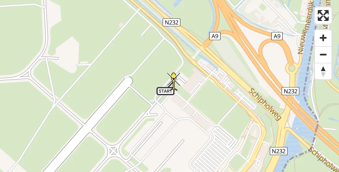 Routekaart van de vlucht: Politieheli naar Schiphol, Loevesteinse Randweg