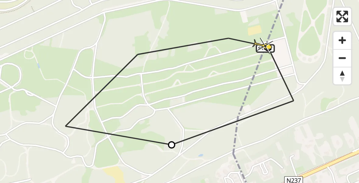Routekaart van de vlucht: Politieheli naar Soest, Barchman Wuytierslaan
