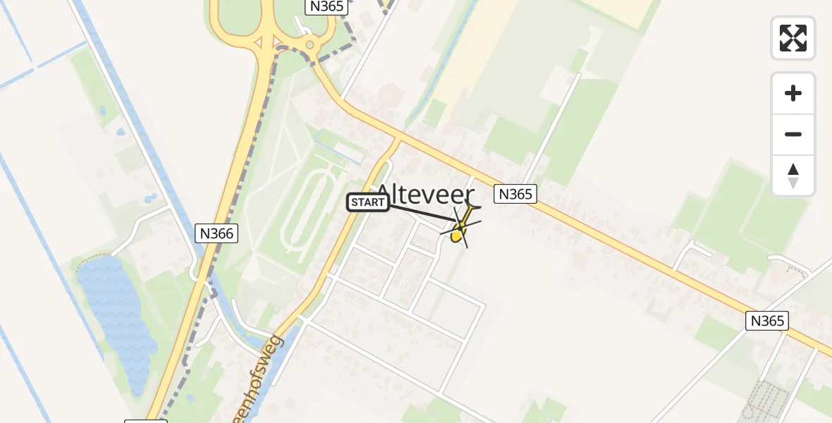 Routekaart van de vlucht: Lifeliner 4 naar Alteveer, Iepenlaan