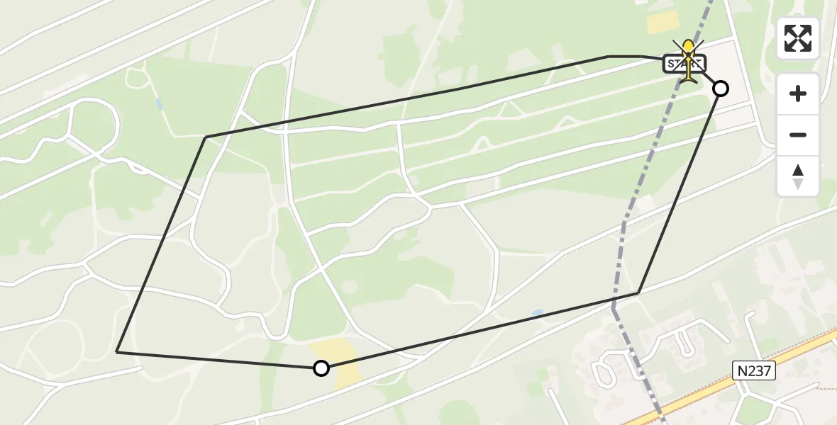 Routekaart van de vlucht: Politieheli naar Soest, Barchman Wuytierslaan