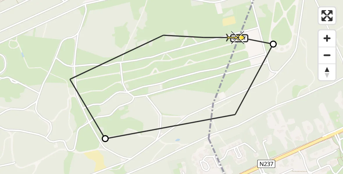 Routekaart van de vlucht: Politieheli naar Soest, Barchman Wuytierslaan