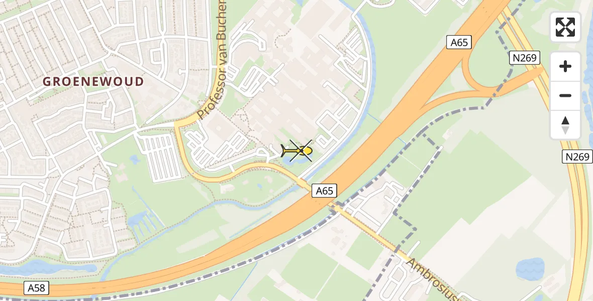 Routekaart van de vlucht: Lifeliner 3 naar Tilburg