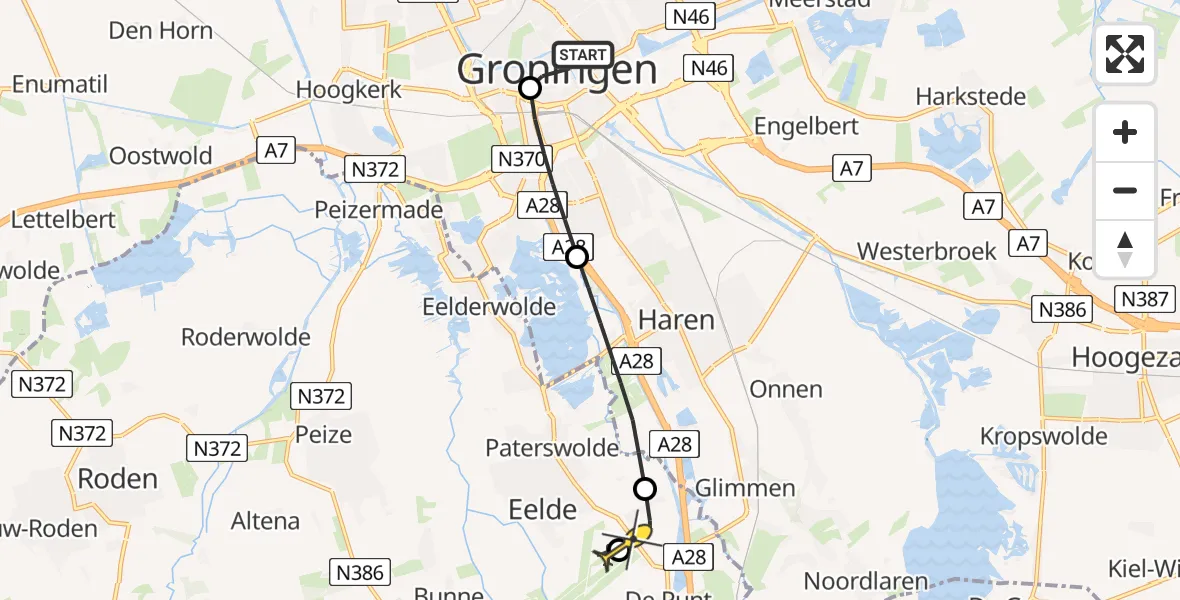 Routekaart van de vlucht: Lifeliner 4 naar Groningen Airport Eelde, Machlaan