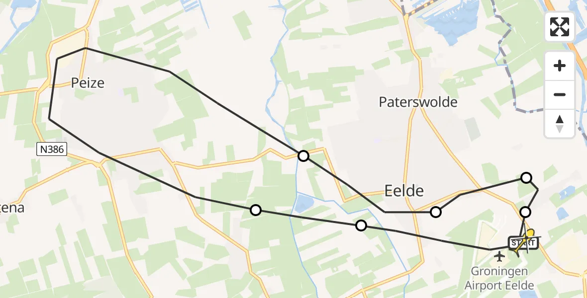 Routekaart van de vlucht: Lifeliner 4 naar Groningen Airport Eelde, Machlaan