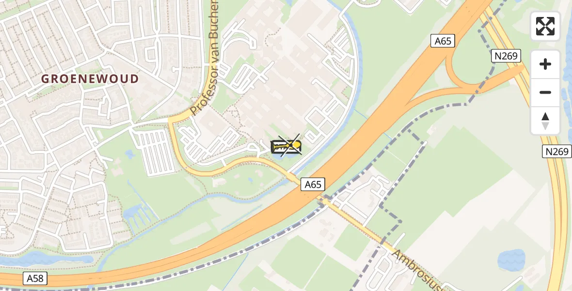 Routekaart van de vlucht: Lifeliner 2 naar Tilburg, Hilvarenbeekseweg