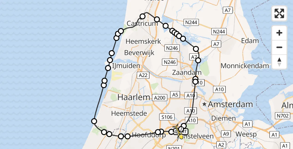 Routekaart van de vlucht: Politieheli naar Schiphol, Halim P.K. straat