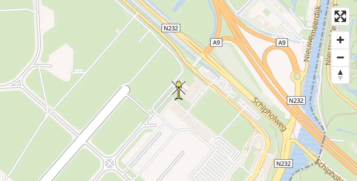 Routekaart van de vlucht: Politieheli naar Schiphol