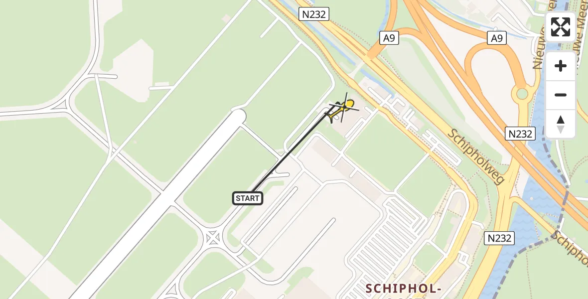 Routekaart van de vlucht: Politieheli naar Schiphol, Walaardt Sacréstraat