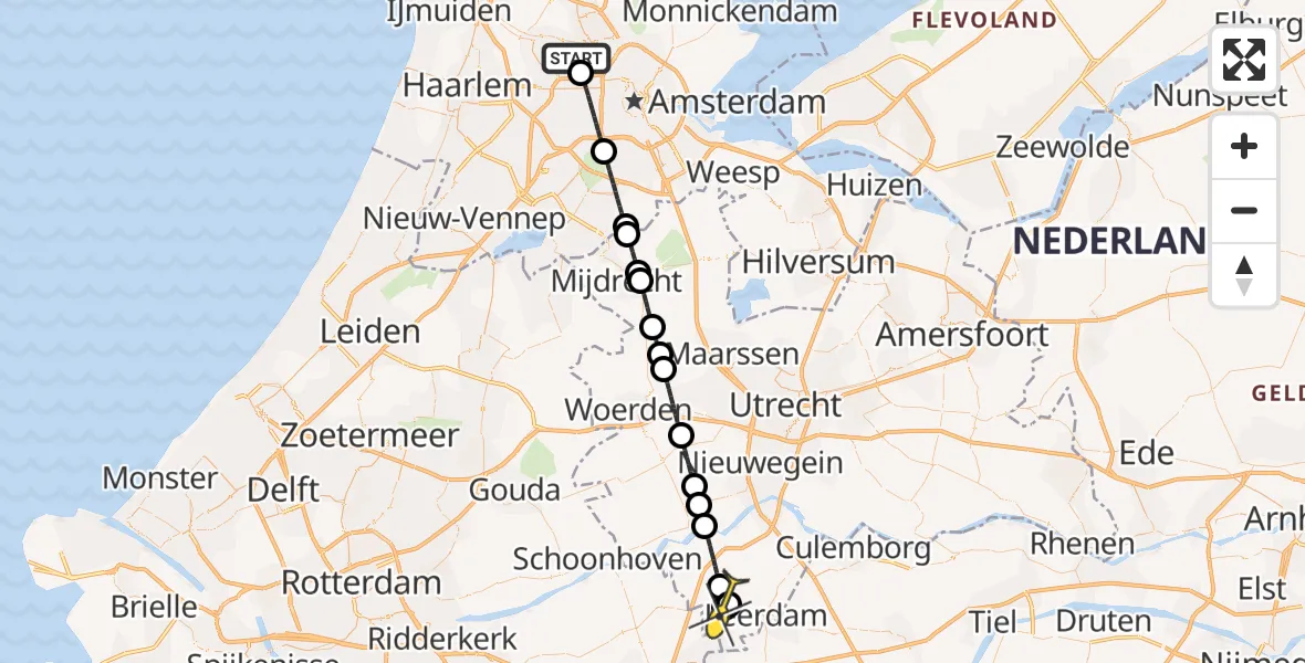 Routekaart van de vlucht: Lifeliner 1 naar Leerbroek, Nieuwe Geer