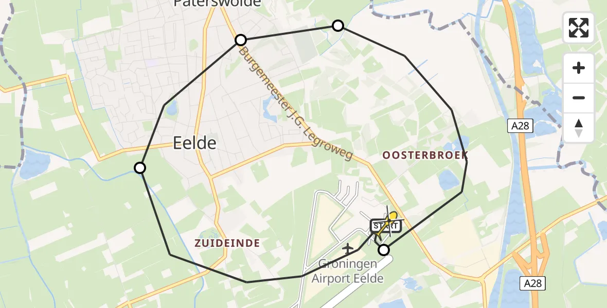 Routekaart van de vlucht: Lifeliner 4 naar Groningen Airport Eelde, Machlaan