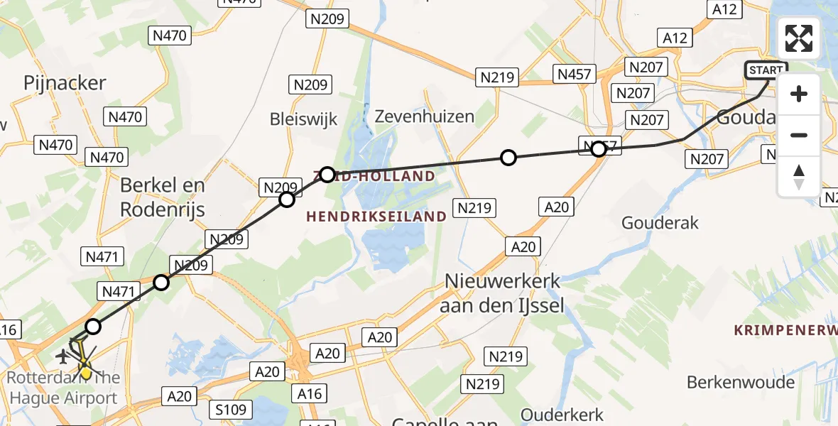 Routekaart van de vlucht: Lifeliner 2 naar Rotterdam The Hague Airport, Brandenburgbaan