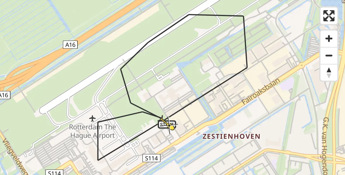 Routekaart van de vlucht: Lifeliner 2 naar Rotterdam The Hague Airport, Brandenburgbaan