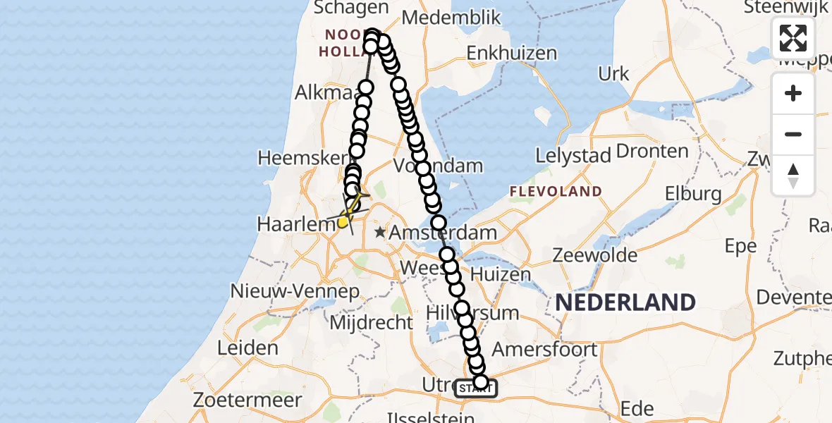 Routekaart van de vlucht: Lifeliner 1 naar Amsterdam Heliport, Hornweg