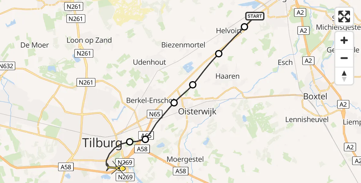 Routekaart van de vlucht: Lifeliner 3 naar Tilburg, Ambrosiusweg