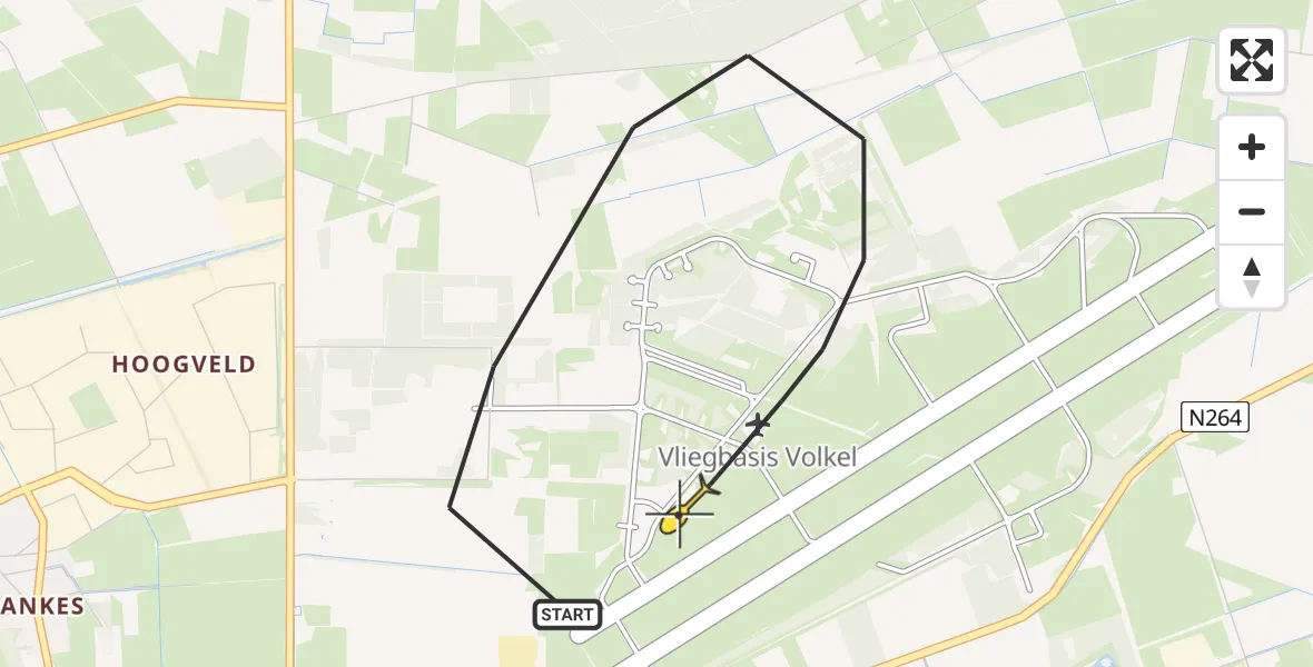 Routekaart van de vlucht: Lifeliner 3 naar Vliegbasis Volkel, Zeelandsedijk