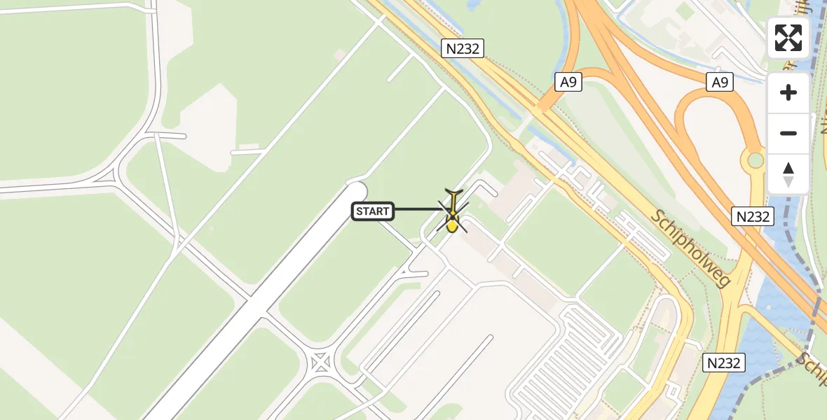 Routekaart van de vlucht: Politiehelikopter naar Schiphol, Thermiekstraat