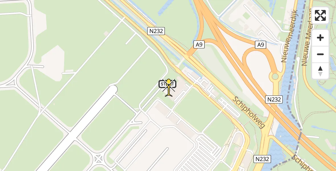 Routekaart van de vlucht: Politieheli naar Schiphol, Walaardt Sacréstraat