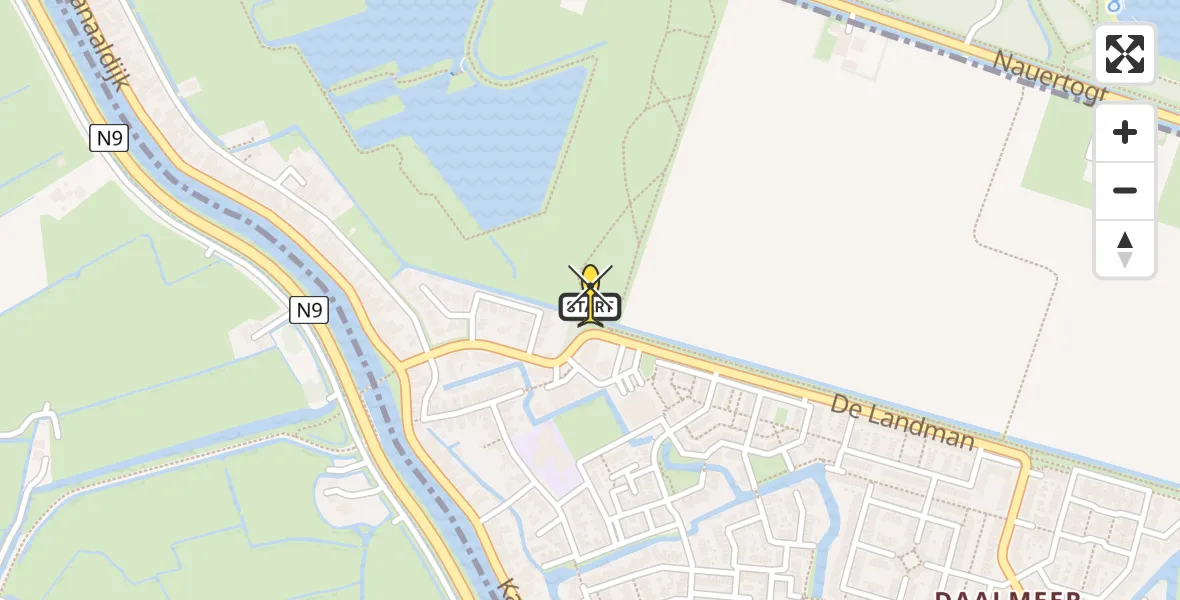 Routekaart van de vlucht: Lifeliner 1 naar Koedijk, De Bregjesakker