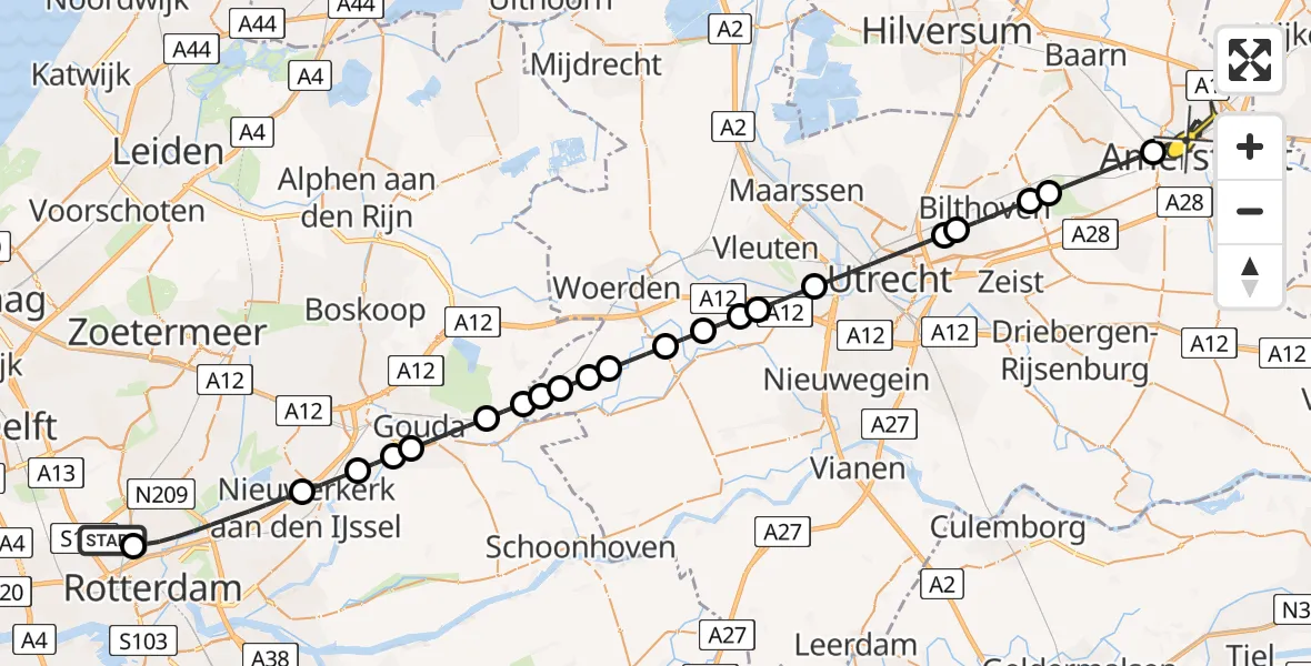 Routekaart van de vlucht: Lifeliner 2 naar Amersfoort, Holkerweg