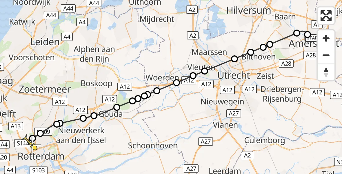Routekaart van de vlucht: Lifeliner 2 naar Rotterdam The Hague Airport, Brandenburgbaan
