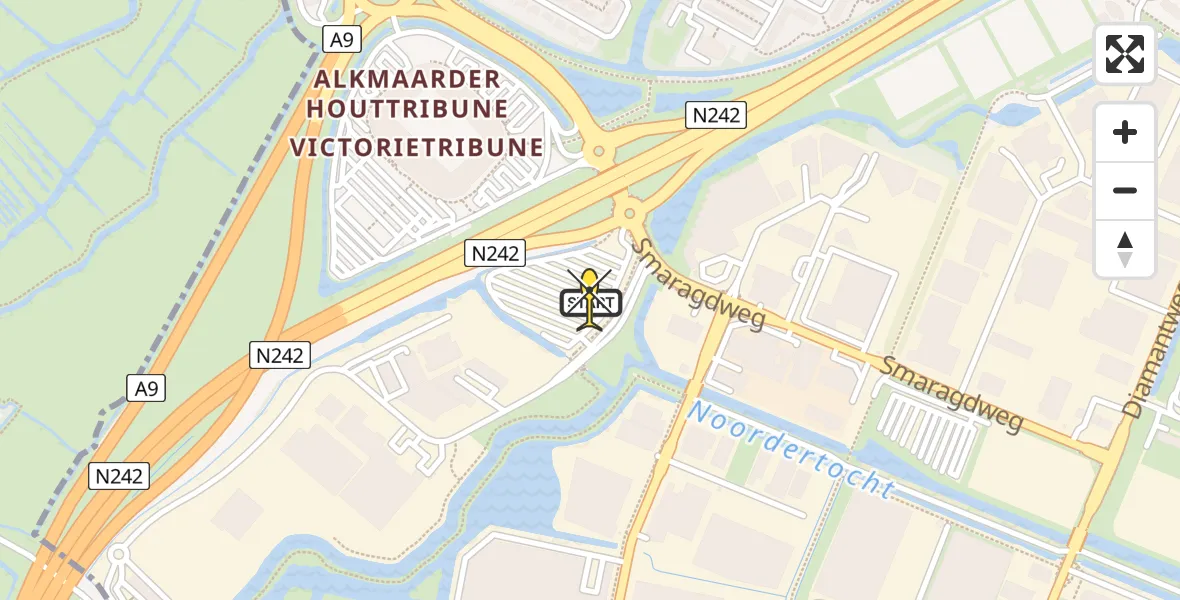 Routekaart van de vlucht: Lifeliner 1 naar Alkmaar, Parelweg