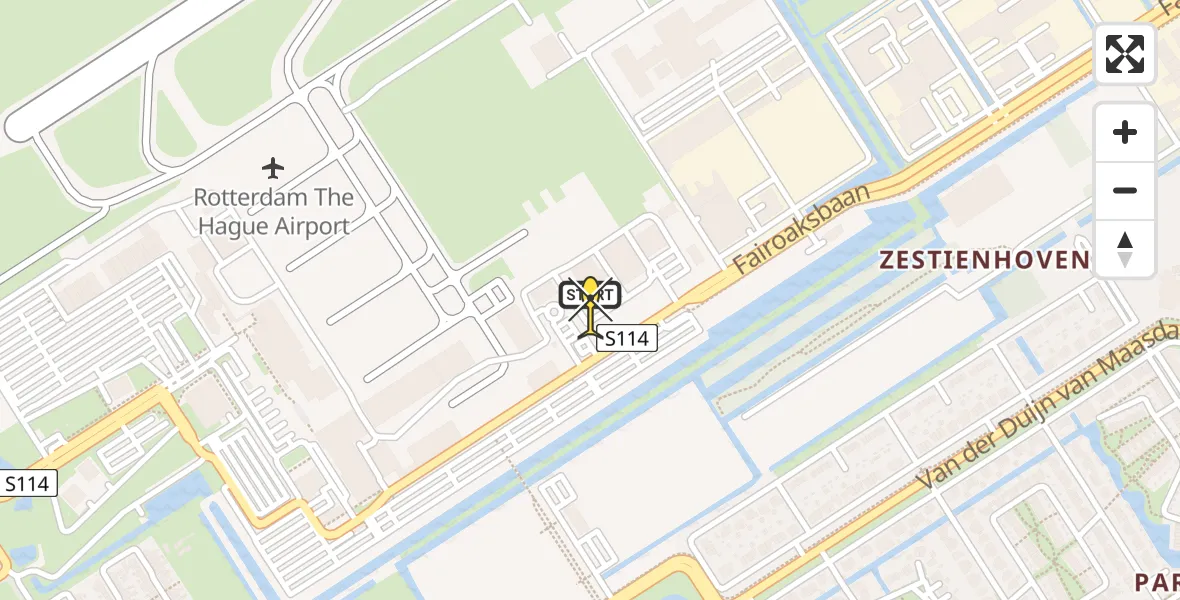 Routekaart van de vlucht: Politiehelikopter naar Rotterdam The Hague Airport, Fornebubaan