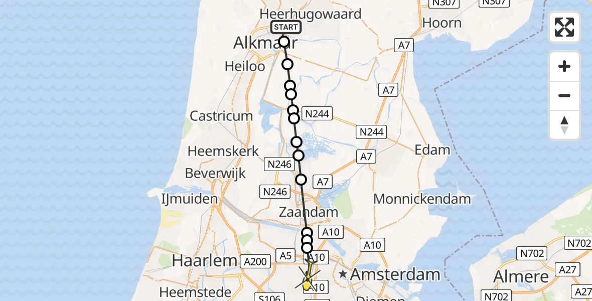 Routekaart van de vlucht: Lifeliner 1 naar Amsterdam, Burgemeester Hogguerstraat
