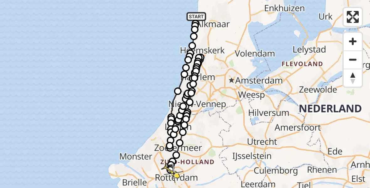 Routekaart van de vlucht: Lifeliner 2 naar Rotterdam The Hague Airport, Brandenburgbaan