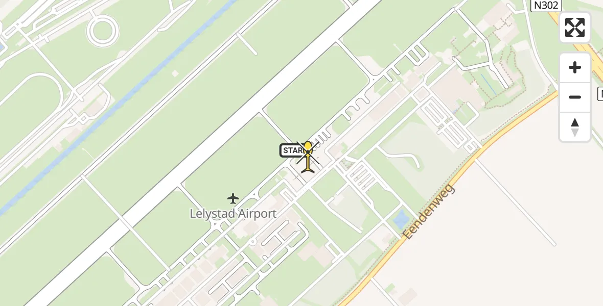 Routekaart van de vlucht: Politieheli naar Lelystad Airport, Arendweg