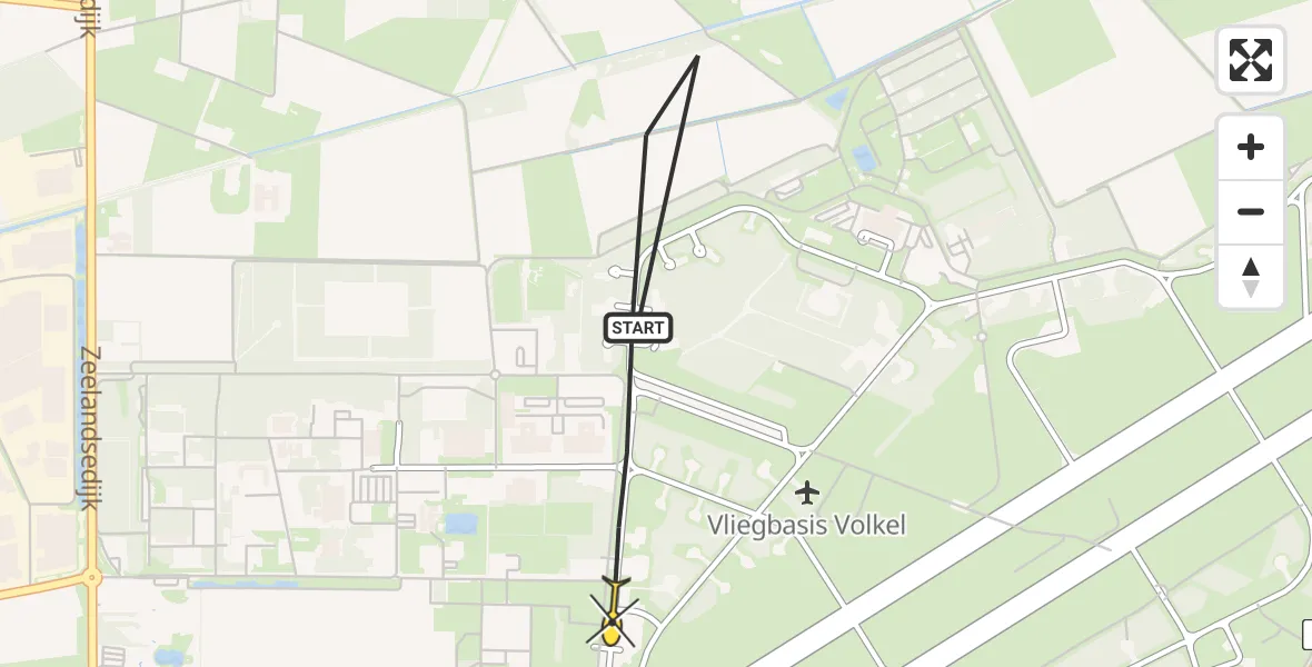 Routekaart van de vlucht: Lifeliner 3 naar Vliegbasis Volkel, Zeelandsedijk