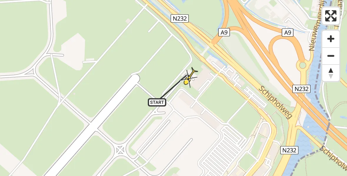 Routekaart van de vlucht: Politieheli naar Schiphol, Walaardt Sacréstraat
