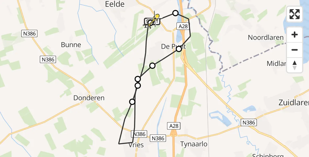 Routekaart van de vlucht: Lifeliner 4 naar Groningen Airport Eelde, Machlaan
