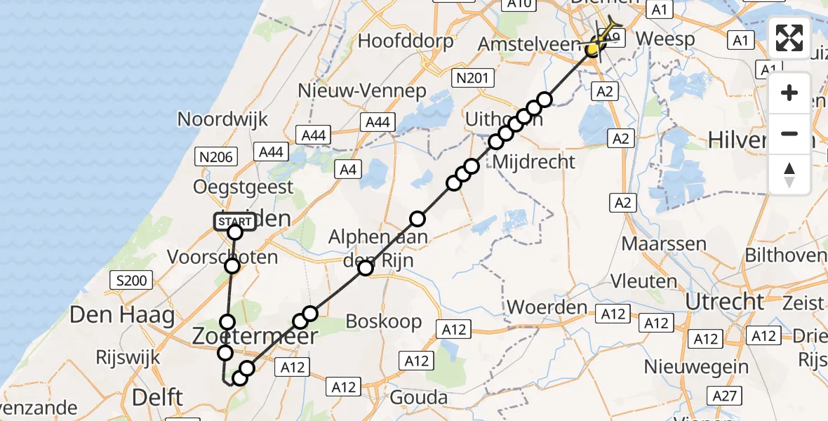 Routekaart van de vlucht: Lifeliner 2 naar Amsterdam, Karspeldreef