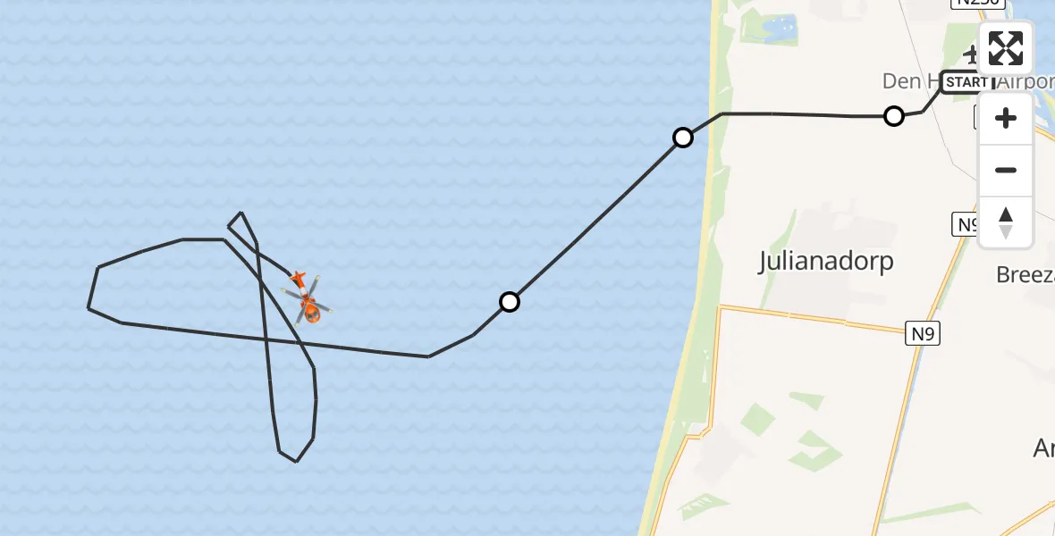Vluchtroute Kustwachthelikopter Vliegveld De Kooy - , 19 december 2025, 14:55