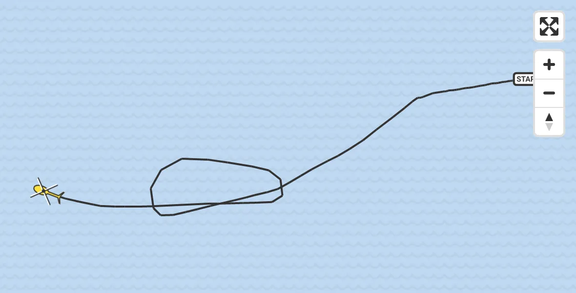 Routekaart van de vlucht: Kustwachthelikopter naar 