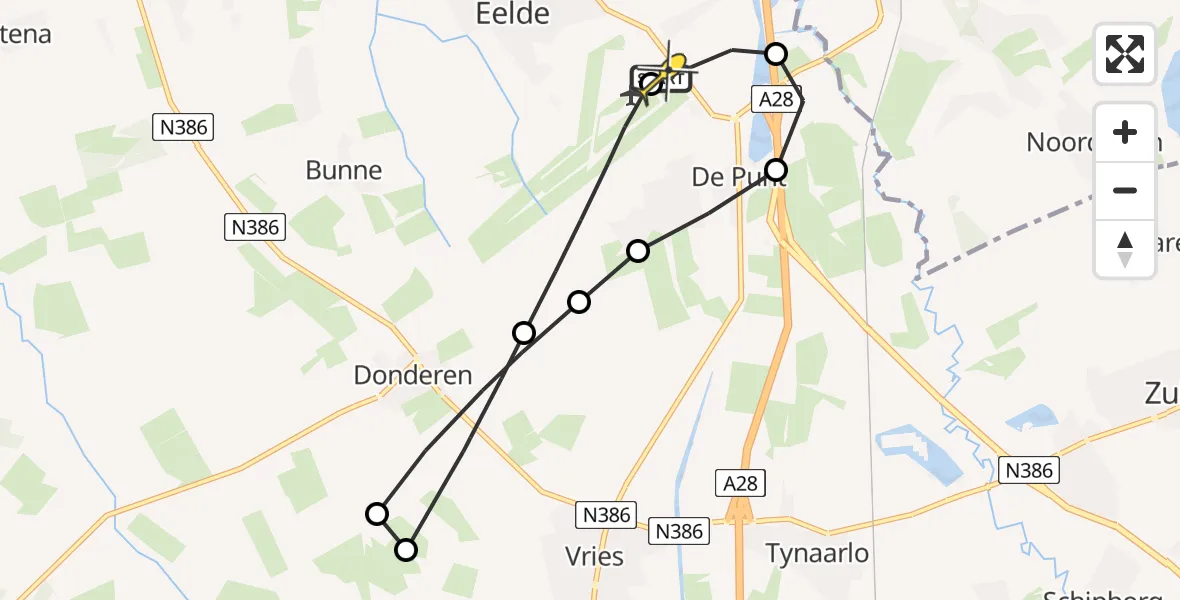 Routekaart van de vlucht: Lifeliner 4 naar Groningen Airport Eelde, Machlaan