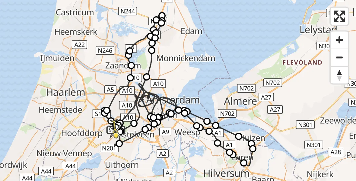 Routekaart van de vlucht: Politieheli naar Schiphol, Thermiekstraat