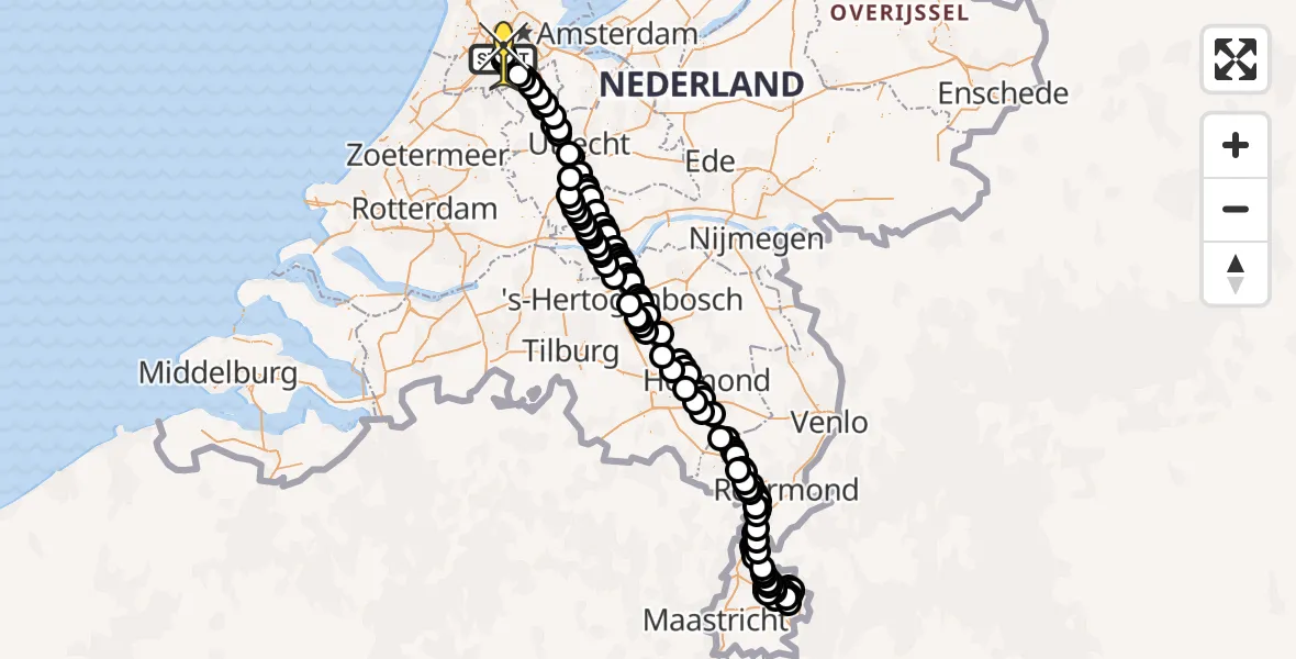 Routekaart van de vlucht: Politiehelikopter naar Schiphol, Thermiekstraat