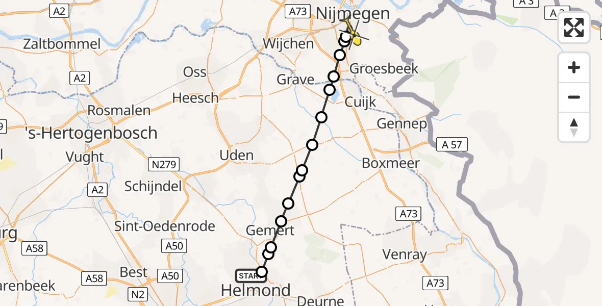 Routekaart van de vlucht: Lifeliner 3 naar Radboud Universitair Medisch Centrum, Geert Grooteplein Zuid