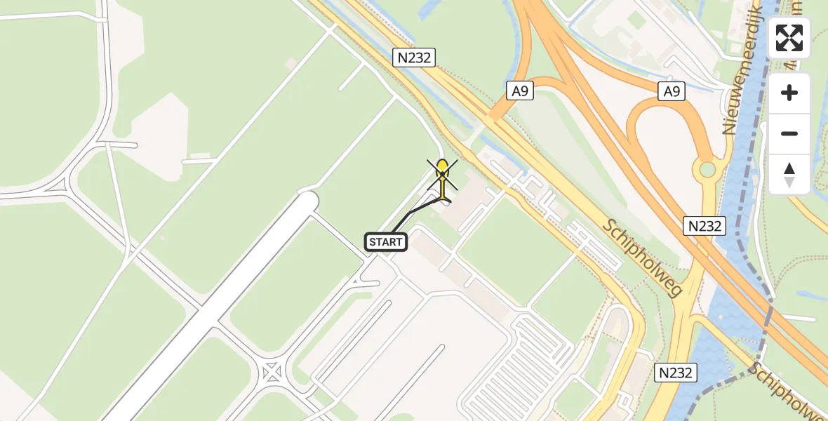 Routekaart van de vlucht: Politiehelikopter naar Schiphol, Loevesteinse Randweg