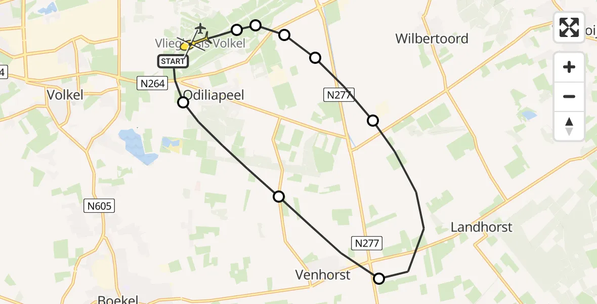 Routekaart van de vlucht: Lifeliner 3 naar Vliegbasis Volkel, Zeelandsedijk