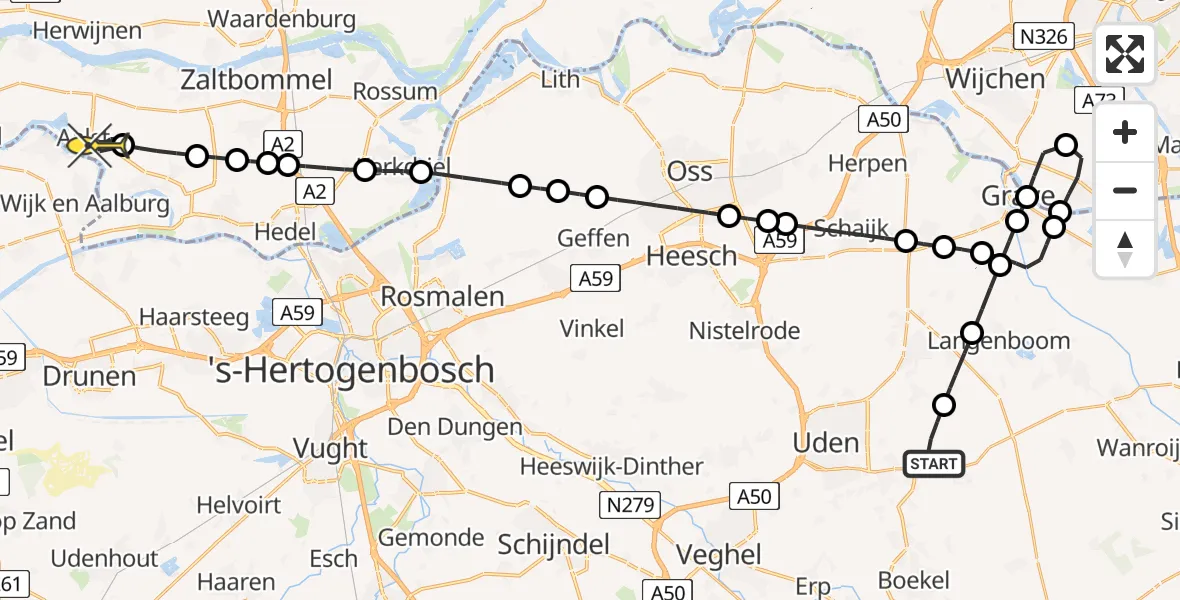 Routekaart van de vlucht: Lifeliner 3 naar Aalst, Waterlelie