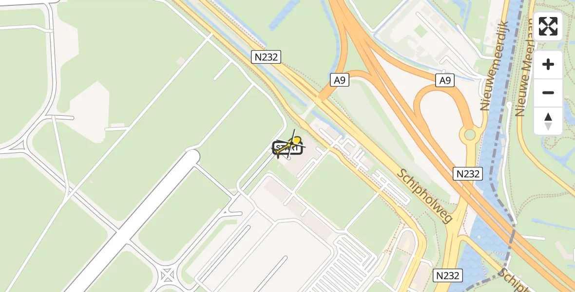 Routekaart van de vlucht: Politiehelikopter naar Schiphol, Loevesteinse Randweg