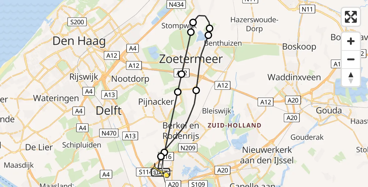 Routekaart van de vlucht: Lifeliner 2 naar Rotterdam The Hague Airport, Brandenburgbaan