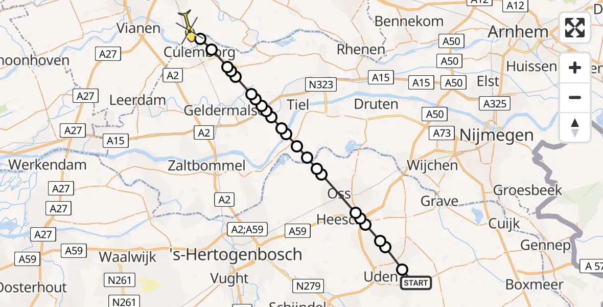 Routekaart van de vlucht: Lifeliner 3 naar Schalkwijk, Provincialeweg