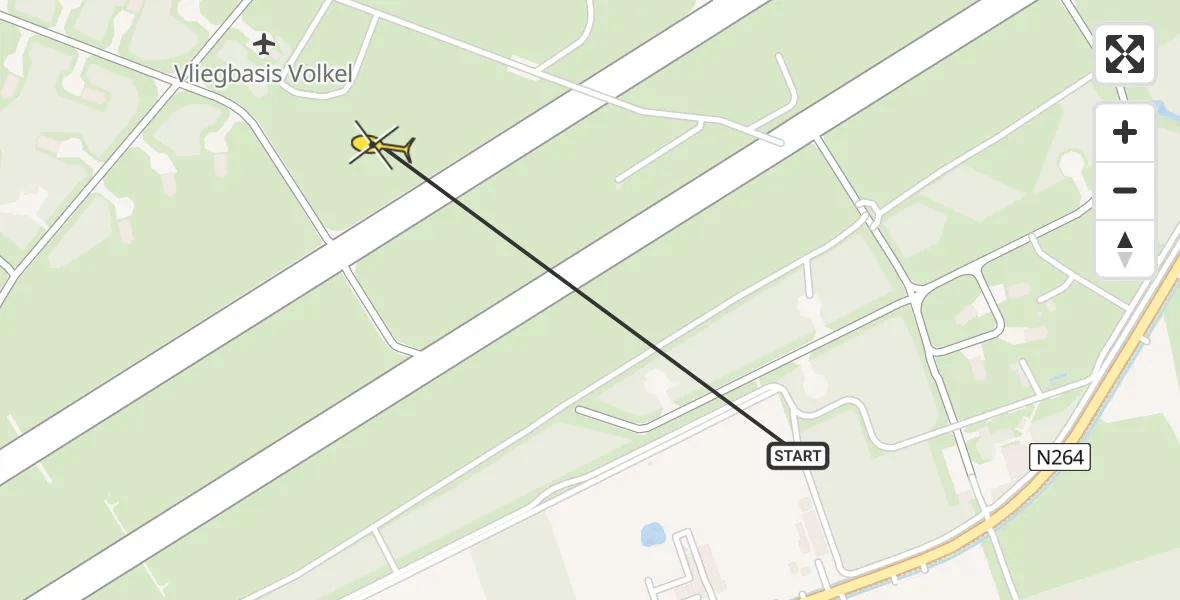 Routekaart van de vlucht: Lifeliner 3 naar Vliegbasis Volkel, Zeelandsedijk