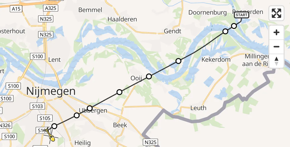 Routekaart van de vlucht: Lifeliner 3 naar Radboud Universitair Medisch Centrum, Geert Grooteplein Zuid